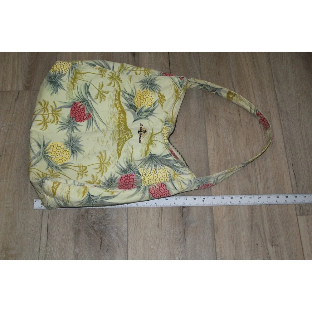 VTG‎ Tommy Bahama Tropical Pineapple Cotton Canvas Hobo Shoulder Bag Green